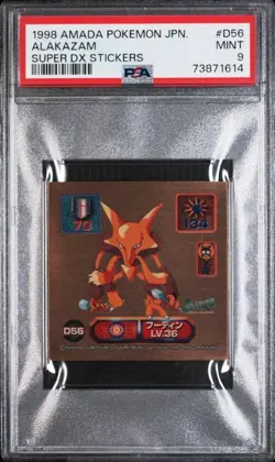 PSA 9 Alakazam 1998 Amada Pokemon Super DX Stickers D56 - Image 1