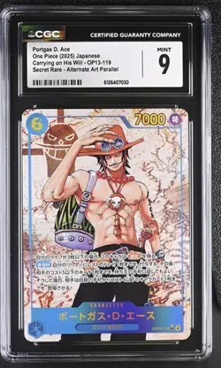 ✨✨ CGC 9 One Piece Portgas D. Ace OP13-119 SEC Carrying on His Will Alt Art - Image 1