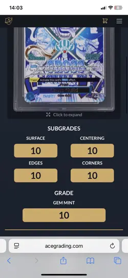 Ace 10 Cross Guild - PERFECT SUBGRADES - OP09-057 Manga Event - One Piece TCG - Image 2