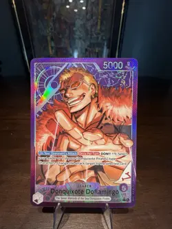 Bandai One Piece CCG Donquixote Doflamingo Leader Foil 5000 Power English - Image 1