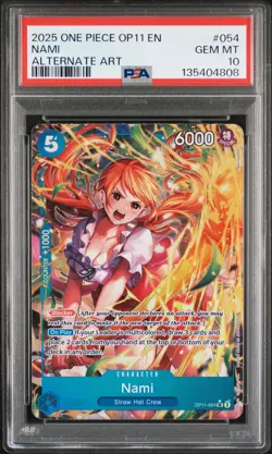 2025 ONE PIECE OP11-A FIST OF DIVINE SPEED #054 NAMI ALTERNATE ART PSA 10 - Image 3