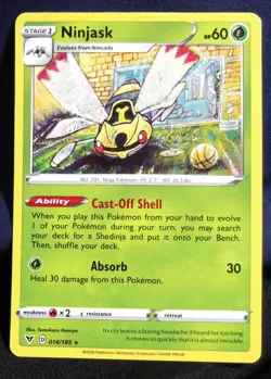 2020 Pokemon Ninjask 014/185 Vivid Voltage English Pokemon Card TCG - EX+ - Image 1
