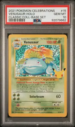 Pokemon Card Venusaur Holo 15 PSA 10 Celebrations Classic Collection - Image 1