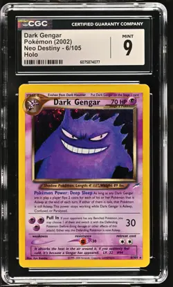 CGC 9 MINT Dark Gengar 2002 Neo Destiny 6/105 Holo SWIRL Pokemon Card - Image 1