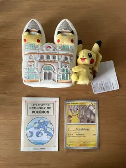 Pokemon x Natural History Museum Pikachu Plush, Jumbo Promo Card & Booklet NEW - Image 1