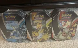 2021 Pokemon TCG - Eevee Evolutions Tin Set of 3 Factory Sealed - Image 1