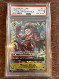2025 ONE PIECE PROMOS ILLUSTRATION BOX VOL 3 Op07 109 MONKEY D. LUFFY PSA 10 - Image 1