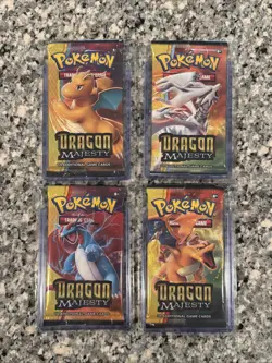 Pokemon TCG Dragon Majesty Booster Pack ART SET 4 Packs - Sun & Moon Sealed NEW - Image 1
