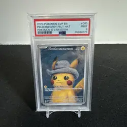 Pikachu Grey Felt Hat 2023 SVP #085 Van Gogh Promo Pokemon Card Mint PSA 9!! - Image 1