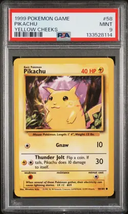PSA 9 Pikachu 58/102 Base Set Non Holo Pokemon Card WOTC 1999 - Mint - Image 3
