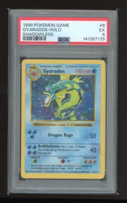 1999 POKEMON GAME SHADOWLESS #6 GYARADOS-HOLO PSA 5 - Image 1