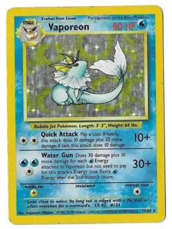 ERROR ERROR!! 💚 Pokemon VAPOREON * 12/64 * Holo * NO SET SYMBOL - Image 1