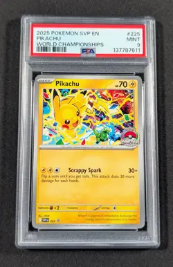 Pokemon Card English Pikachu 225 PSA 9 MINT World Championships Promo - Image 1