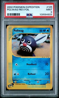 Pokemon Poliwag Expedition Reverse Holo #125 PSA 9 Mint #125 - Image 1