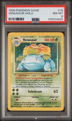 Pokemon PSA 8 Venusaur 015/102 Base Set Holo - Image 1