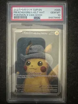 PSA 10 Pikachu Grey Felt Hat Promo SVP EN 085 Promo Van Gogh X Pokemon Card - Image 2