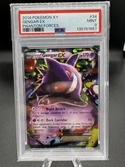 Pokemon TCG Gengar EX 2014 XY Phantom Forces #34 PSA 9 MINT - Image 1