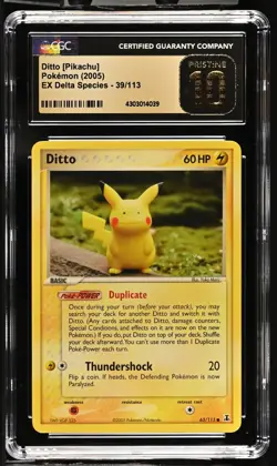 CGC Pristine 10 Ditto (Pikachu) 63/113 EX Delta Species 2005 Pokemon - Image 1