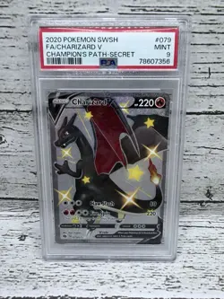 Pokemon TCG Charizard V Full Art Champions Path Shiny 079/073 PSA 9 - Image 1