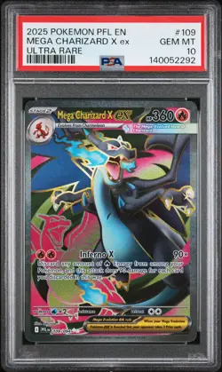 2025 POKEMON PFL EN-PHANTASMAL FLAMES ULTRA RARE #109 MEGA CHARIZARD X EX PSA 10 - Image 1