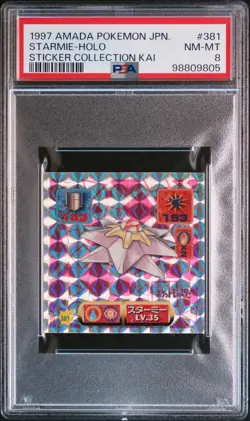 1997 AMADA POKEMON JPN STICKER COLL KAI #381 STARMIE-HOLO PSA 8 - Image 1