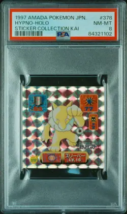 1997 AMADA POKEMON JPN STICKER COLL KAI #378 HYPNO-HOLO PSA 8 - Image 1