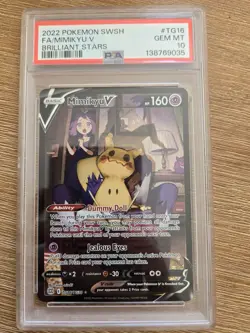 2022 Pokemon SWSH Brilliant Stars Mimikyu V TG16 PSA 10 GEM MT - Image 1