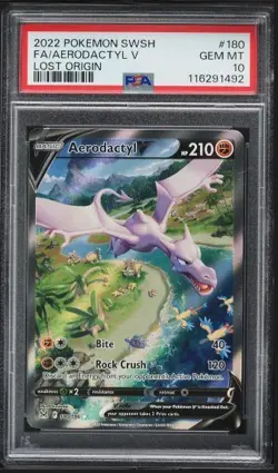 2022 POKEMON SWORD & SHIELD LOST ORIGIN #180 FULL ART/AERODACTYL V PSA 10 - Image 1