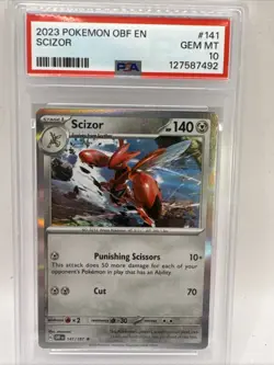 2023 POKEMON OBF EN-OBSIDIAN FLAMES #141 SCIZOR PSA 10 - Image 1