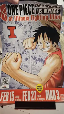 One Piece College Basketball US Voyage Monkey.D.Luffy Card In Package w/ Poster - Image 3