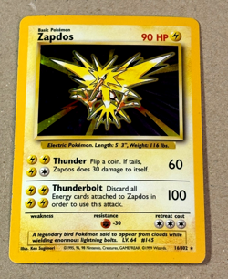 ZAPDOS 16/102 BASE SET 1999 POKEMON HOLO CARD LP CARD - Image 1