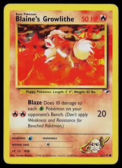 Pokemon Gym Heroes 62/132 Blaine's Growlithe Pokemon Card - Image 1