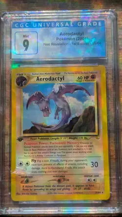 CGC 9 MINT Aerodactyl Neo Revelation 1st Edition 15/64 Pokemon Card - Image 1