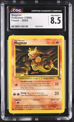 CGC 8.5 Magmar 1999 Fossil 39/62 Pokemon Card - Image 1