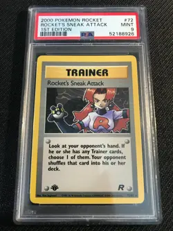 PSA 9 MINT Rocket's Sneak Attack 72 Team Rocket 1st Edition Pokemon Card - Image 1