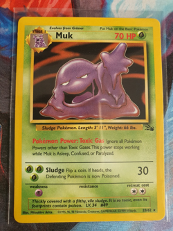 Pokemon TCG Muk Fossil Card 28/62 Unlimited Rare Non-Holo LP - Image 1