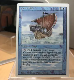 Magic: The Gathering mtg: Revised ed. Pirate Ship blue creature - Image 1