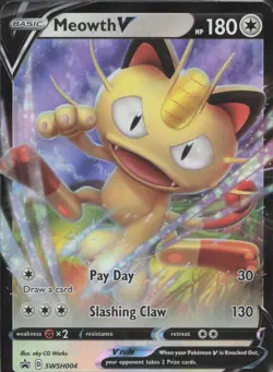 Pokemon TCG - Meowth V SWSH004 Promo SWSH Black Star - 1028 - Image 1