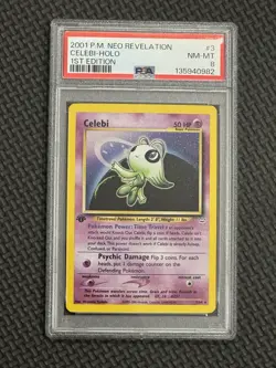 2001 Pokemon Neo Revelation Holo Rare Celebi First Edition 3/64 PSA 8 - Image 1