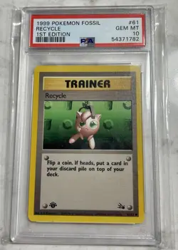 Pokemon 1999 Fossil Recycle 61/62 PSA 10 Common 1st Edition Regular Wizards - Image 1
