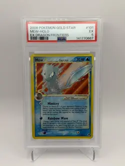 Pokemon Gold Star Mew Star Holo Ultra Rare EX Dragon Frontiers #101 PSA 5 - Image 1