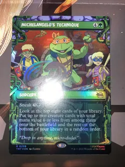magic the gathering tmnt Michelangelo’s Technique Borderless Foil - Image 1