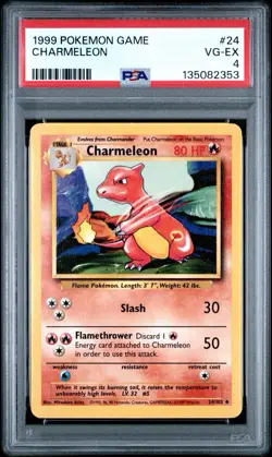 Charmeleon 24 Pokemon Card Base Set Unlimited Heart Tattoo Error Hickey PSA 4 - Image 1