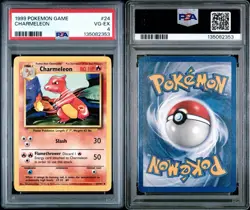 Charmeleon 24 Pokemon Card Base Set Unlimited Heart Tattoo Error Hickey PSA 4 - Image 3