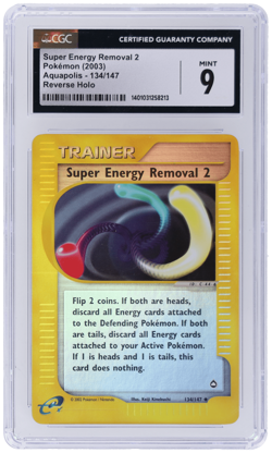 2003 Pokemon Aquapolis Super Energy Removal 2 Reverse Holo #134 CGC 9 - Image 1