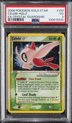 2006 POKEMON EX CRYSTAL GUARDIANS GOLD STAR #100 CELEBI-HOLO PSA 3 - Image 1