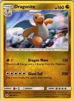 Dragonite 96/149 SM Base Set Pokemon LP Holo - Image 1