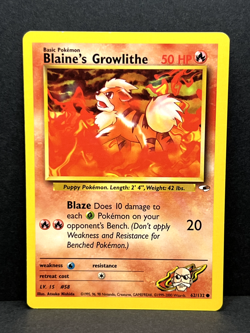 Pokemon TCG - Blaine's Growlithe - Gym Heroes 62/132 - Common - MP - Image 1