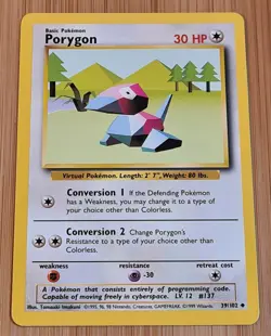 Porygon # 39/102 Uncommon Base Set 1999 Pokemon Englisch Near Mint Vintage - Image 1