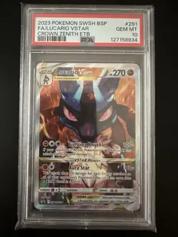 Pokemon Lucario VSTAR SWSH291 Crown Zenith ETB Promo PSA 10 - Image 1